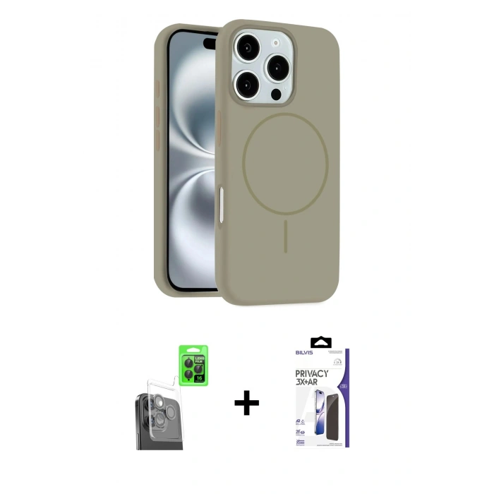 MARSİLYAN™- iPhone 16 Pro Max Kılıf Yankı Form Serisi - Siyah Bilvis 3X AR Hayalet Cam Ekran Koruyucu + Raze Metal Kamera Lens - SH