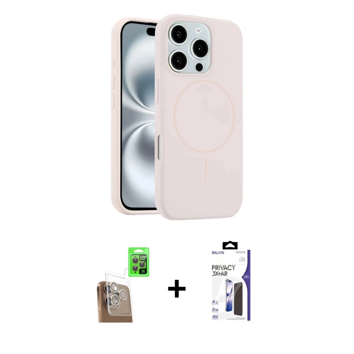 MARSİLYAN™- iPhone 16 Pro Max Kılıf Yankı Form Serisi - Siyah Bilvis 3X AR Hayalet Cam Ekran Koruyucu + Raze Metal Kamera Lens - CLTM