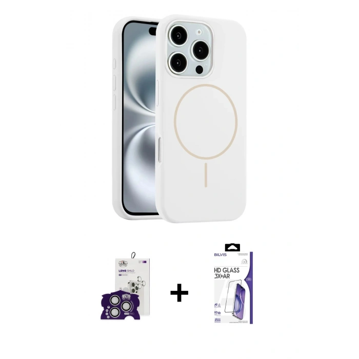MARSİLYAN™- iPhone 16 Pro Max Kılıf Yankı Form Serisi - Siyah Bilvis 3X AR HD Cam Ekran Koruyucu + Bilvis Titan Kamera Lens - GS