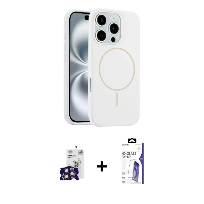 MARSİLYAN™- iPhone 16 Pro Max Kılıf Yankı Form Serisi - Siyah Bilvis 3X AR HD Cam Ekran Koruyucu + Bilvis Titan Kamera Lens - TMGI