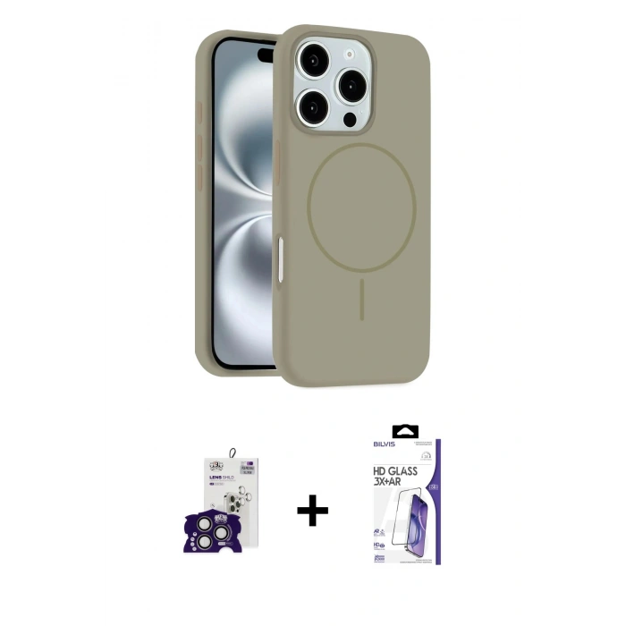 MARSİLYAN™- iPhone 16 Pro Max Kılıf Yankı Form Serisi - Siyah Bilvis 3X AR HD Cam Ekran Koruyucu + Bilvis Titan Kamera Lens - TMGI