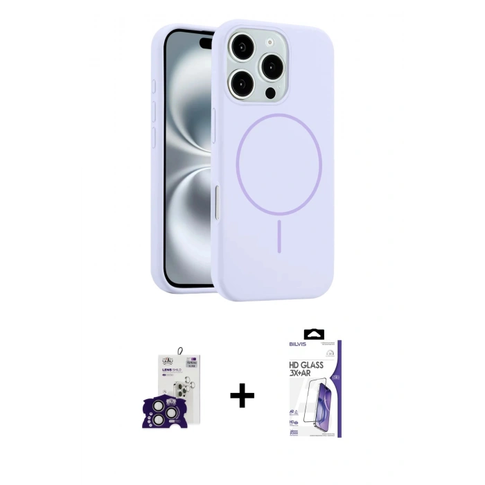 MARSİLYAN™- iPhone 16 Pro Max Kılıf Yankı Form Serisi - Siyah Bilvis 3X AR HD Cam Ekran Koruyucu + Bilvis Titan Kamera Lens - TMGI