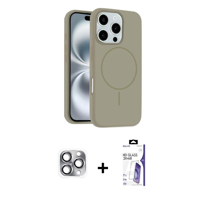 MARSİLYAN™- iPhone 16 Pro Max Kılıf Yankı Form Serisi - Siyah Bilvis 3X AR HD Cam Ekran Koruyucu + Pers Alüminyum Kamera Lens - GI
