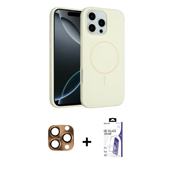 MARSİLYAN™- iPhone 16 Pro Max Kılıf Yankı Form Serisi - Siyah Bilvis 3X AR HD Cam Ekran Koruyucu + Pers Alüminyum Kamera Lens - CLTM