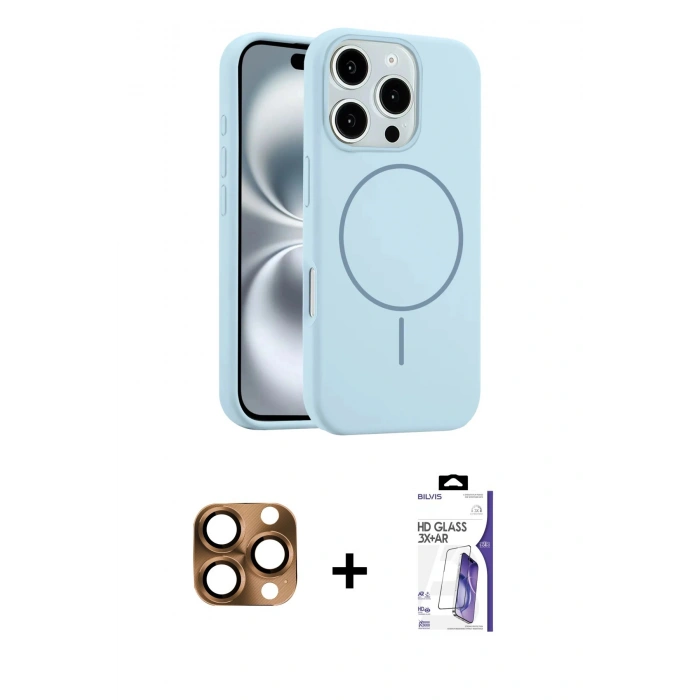 MARSİLYAN™- iPhone 16 Pro Max Kılıf Yankı Form Serisi - Siyah Bilvis 3X AR HD Cam Ekran Koruyucu + Pers Alüminyum Kamera Lens - CLTM