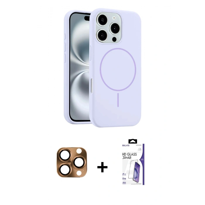 MARSİLYAN™- iPhone 16 Pro Max Kılıf Yankı Form Serisi - Siyah Bilvis 3X AR HD Cam Ekran Koruyucu + Pers Alüminyum Kamera Lens - CLTM