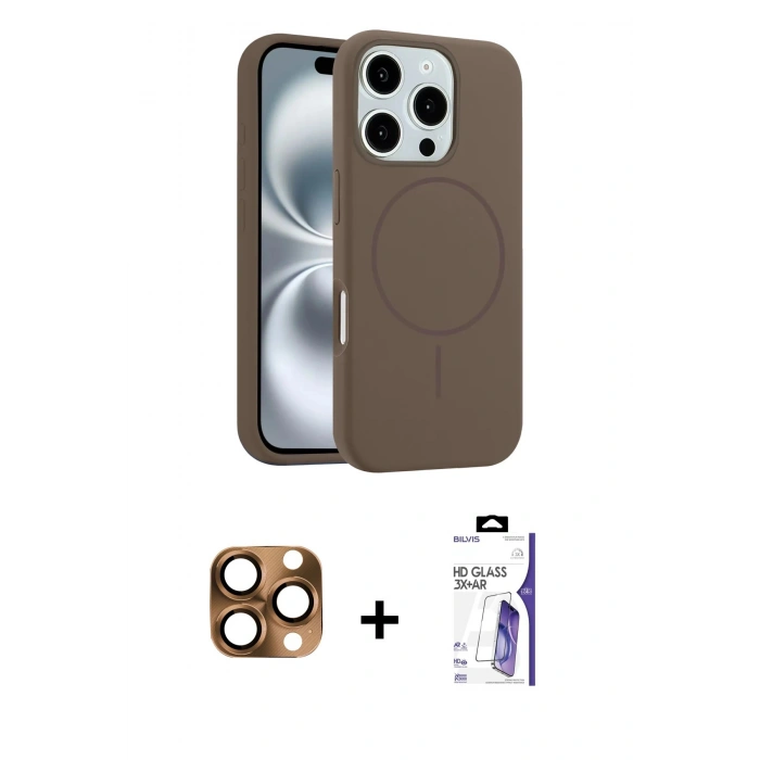 MARSİLYAN™- iPhone 16 Pro Max Kılıf Yankı Form Serisi - Siyah Bilvis 3X AR HD Cam Ekran Koruyucu + Pers Alüminyum Kamera Lens - CLTM