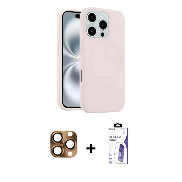 MARSİLYAN™- iPhone 16 Pro Max Kılıf Yankı Form Serisi - Siyah Bilvis 3X AR HD Cam Ekran Koruyucu + Pers Alüminyum Kamera Lens - CLTM