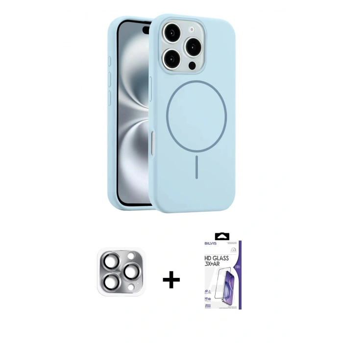 MARSİLYAN™- iPhone 16 Pro Max Kılıf Yankı Form Serisi - Siyah Bilvis 3X AR HD Cam Ekran Koruyucu + Pers Alüminyum Kamera Lens - GI