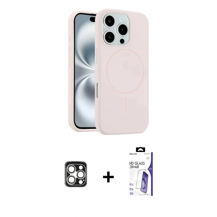 MARSİLYAN™- iPhone 16 Pro Max Kılıf Yankı Form Serisi - Siyah Bilvis 3X AR HD Cam Ekran Koruyucu + PVD Metal Kamera Lens - GS