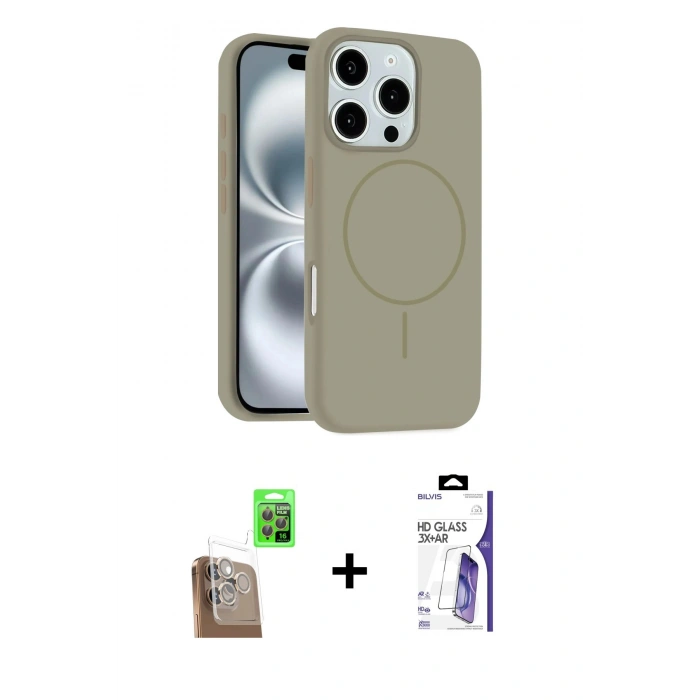 MARSİLYAN™- iPhone 16 Pro Max Kılıf Yankı Form Serisi - Siyah Bilvis 3X AR HD Cam Ekran Koruyucu + Raze Metal Kamera Lens - CLTM