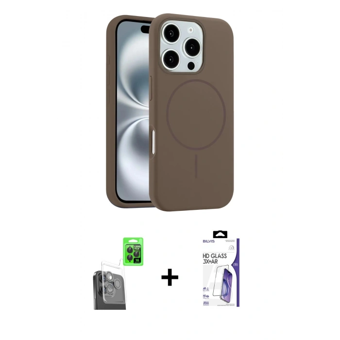 MARSİLYAN™- iPhone 16 Pro Max Kılıf Yankı Form Serisi - Siyah Bilvis 3X AR HD Cam Ekran Koruyucu + Raze Metal Kamera Lens - SH