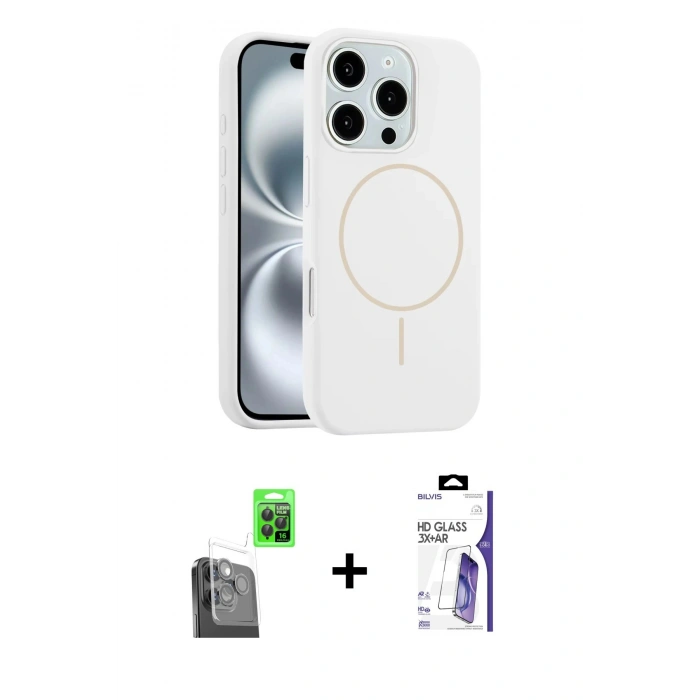 MARSİLYAN™- iPhone 16 Pro Max Kılıf Yankı Form Serisi - Siyah Bilvis 3X AR HD Cam Ekran Koruyucu + Raze Metal Kamera Lens - SH