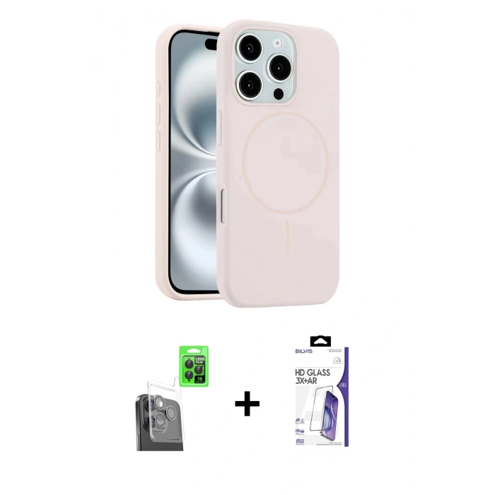 MARSİLYAN™- iPhone 16 Pro Max Kılıf Yankı Form Serisi - Siyah Bilvis 3X AR HD Cam Ekran Koruyucu + Raze Metal Kamera Lens - SH