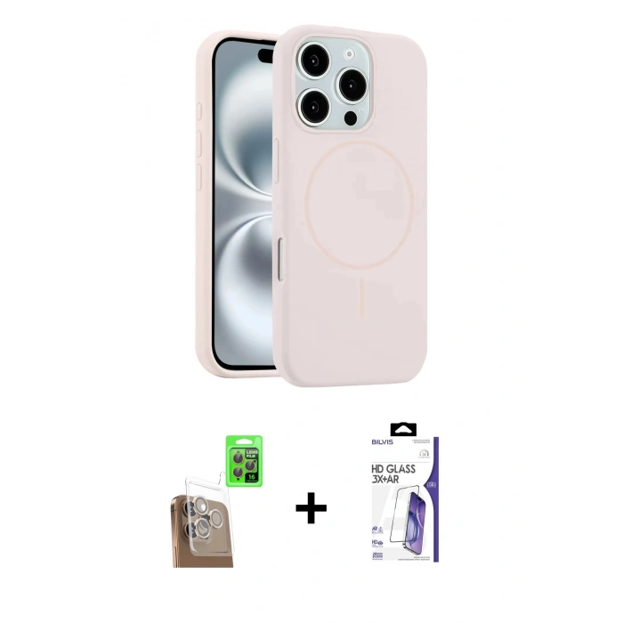 MARSİLYAN™- iPhone 16 Pro Max Kılıf Yankı Form Serisi - Siyah Bilvis 3X AR HD Cam Ekran Koruyucu + Raze Metal Kamera Lens - CLTM