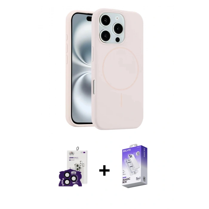 MARSİLYAN™- iPhone 16 Pro Max Kılıf Yankı Form Serisi - Siyah Bilvis 5in1 3D Magic Cam Ekran Koruyucu + Bilvis Titan Kamera Lens - SH
