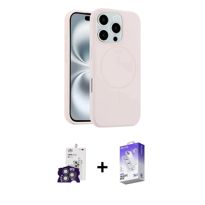 MARSİLYAN™- iPhone 16 Pro Max Kılıf Yankı Form Serisi - Siyah Bilvis 5in1 3D Magic Cam Ekran Koruyucu + Bilvis Titan Kamera Lens - GS