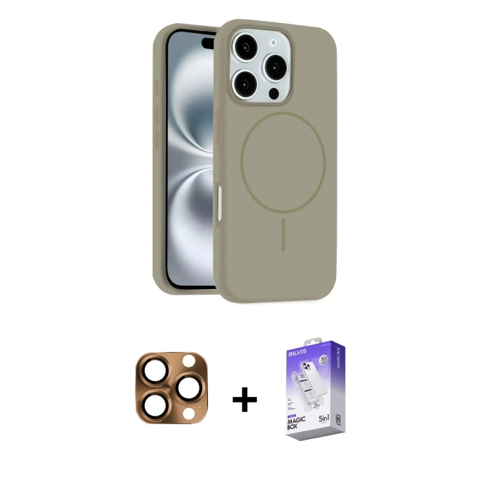 MARSİLYAN™- iPhone 16 Pro Max Kılıf Yankı Form Serisi - Siyah Bilvis 5in1 3D Magic Cam Ekran Koruyucu + Pers Alüminyum Kamera Lens - CLTM