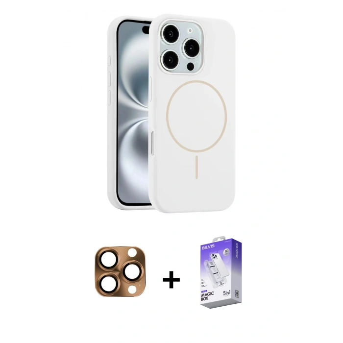 MARSİLYAN™- iPhone 16 Pro Max Kılıf Yankı Form Serisi - Siyah Bilvis 5in1 3D Magic Cam Ekran Koruyucu + Pers Alüminyum Kamera Lens - CLTM