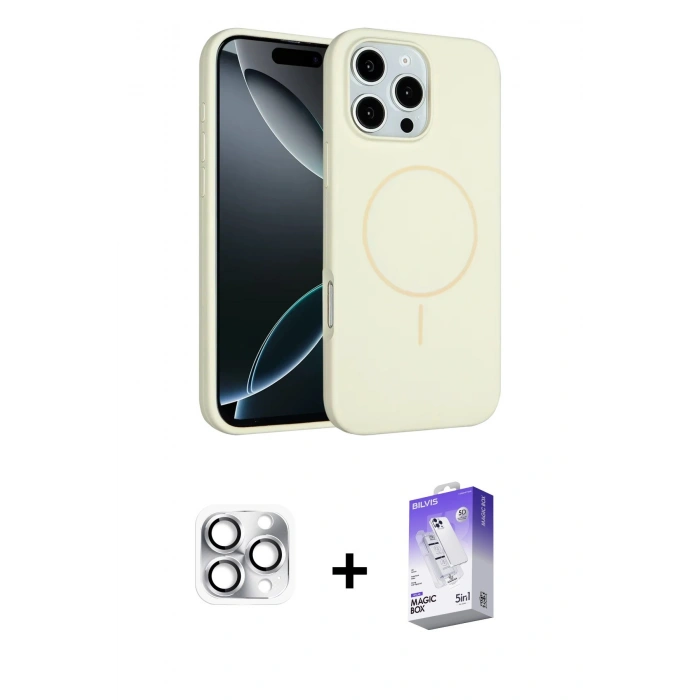 MARSİLYAN™- iPhone 16 Pro Max Kılıf Yankı Form Serisi - Siyah Bilvis 5in1 3D Magic Cam Ekran Koruyucu + Pers Alüminyum Kamera Lens - GS