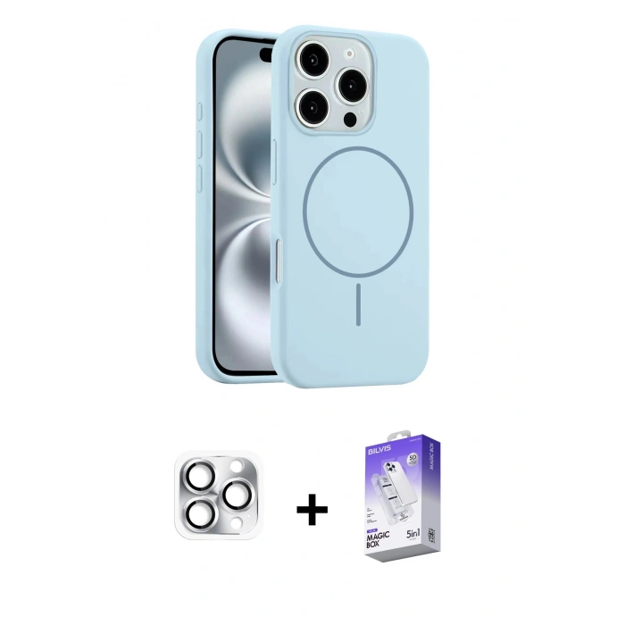 MARSİLYAN™- iPhone 16 Pro Max Kılıf Yankı Form Serisi - Siyah Bilvis 5in1 3D Magic Cam Ekran Koruyucu + Pers Alüminyum Kamera Lens - GS
