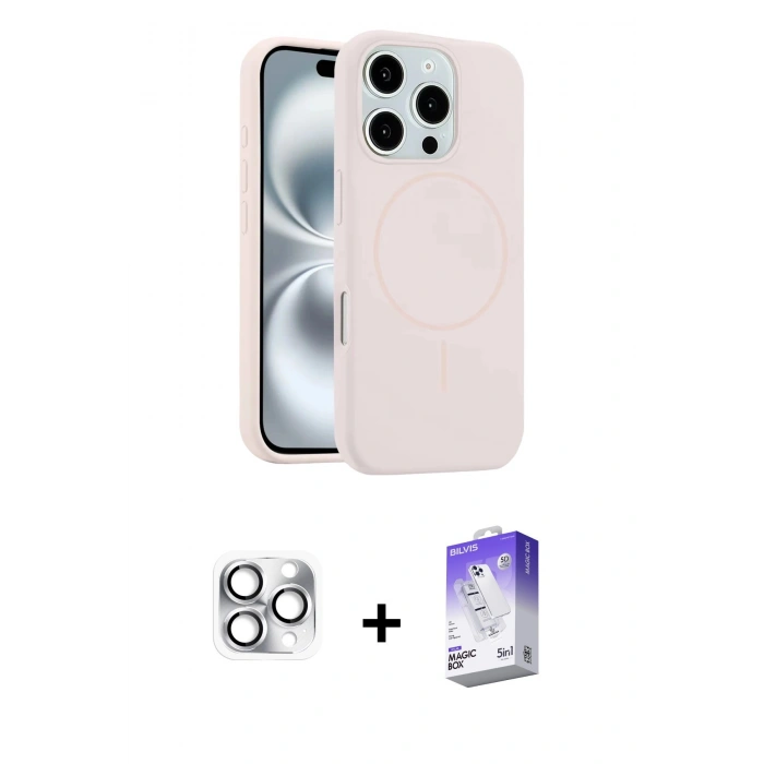 MARSİLYAN™- iPhone 16 Pro Max Kılıf Yankı Form Serisi - Siyah Bilvis 5in1 3D Magic Cam Ekran Koruyucu + Pers Alüminyum Kamera Lens - GS