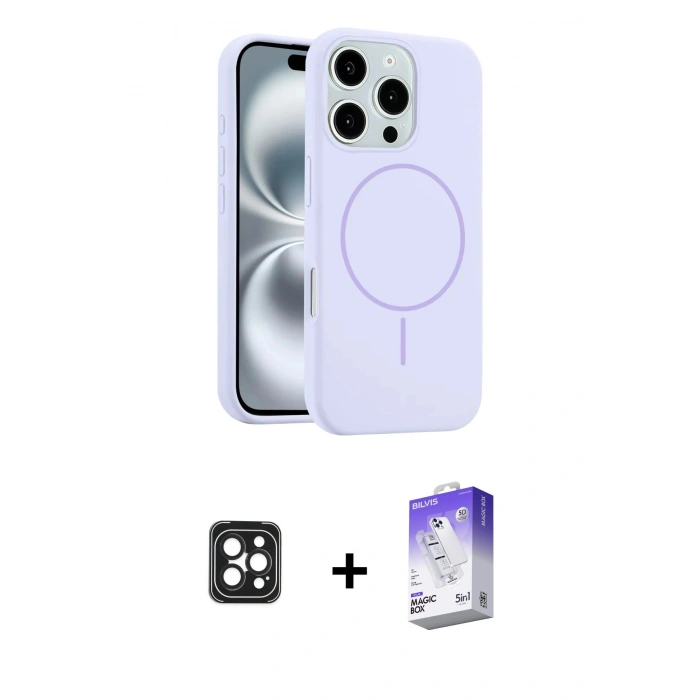 MARSİLYAN™- iPhone 16 Pro Max Kılıf Yankı Form Serisi - Siyah Bilvis 5in1 3D Magic Cam Ekran Koruyucu + PVD Metal Kamera Lens - SH
