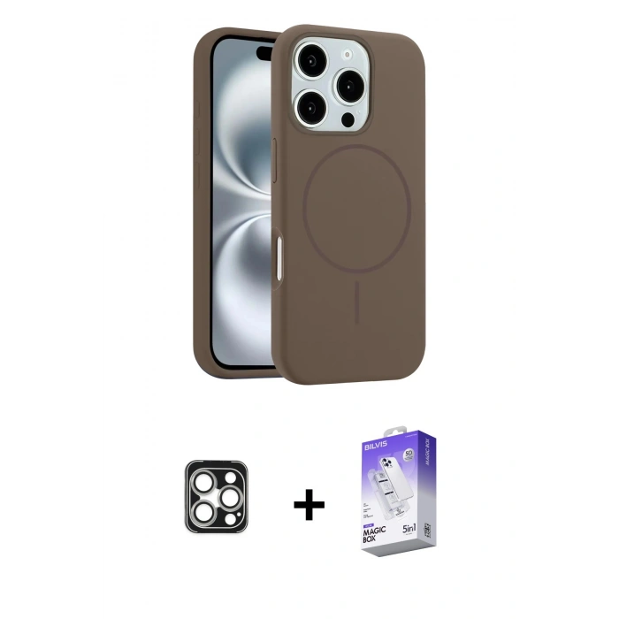 MARSİLYAN™- iPhone 16 Pro Max Kılıf Yankı Form Serisi - Siyah Bilvis 5in1 3D Magic Cam Ekran Koruyucu + PVD Metal Kamera Lens - GS