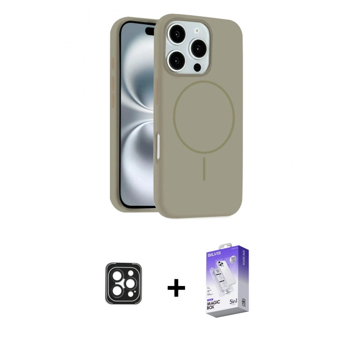 MARSİLYAN™- iPhone 16 Pro Max Kılıf Yankı Form Serisi - Siyah Bilvis 5in1 3D Magic Cam Ekran Koruyucu + PVD Metal Kamera Lens - SH