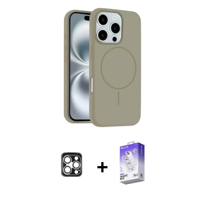 MARSİLYAN™- iPhone 16 Pro Max Kılıf Yankı Form Serisi - Siyah Bilvis 5in1 3D Magic Cam Ekran Koruyucu + PVD Metal Kamera Lens - GS