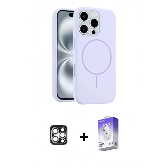 MARSİLYAN™- iPhone 16 Pro Max Kılıf Yankı Form Serisi - Siyah Bilvis 5in1 3D Magic Cam Ekran Koruyucu + PVD Metal Kamera Lens - GS