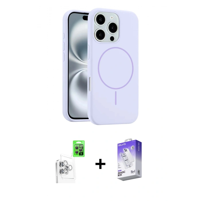 MARSİLYAN™- iPhone 16 Pro Max Kılıf Yankı Form Serisi - Siyah Bilvis 5in1 3D Magic Cam Ekran Koruyucu + Raze Metal Kamera Lens - BZ