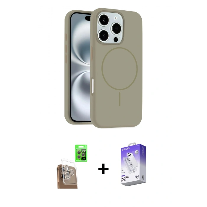 MARSİLYAN™- iPhone 16 Pro Max Kılıf Yankı Form Serisi - Siyah Bilvis 5in1 3D Magic Cam Ekran Koruyucu + Raze Metal Kamera Lens - CLTM
