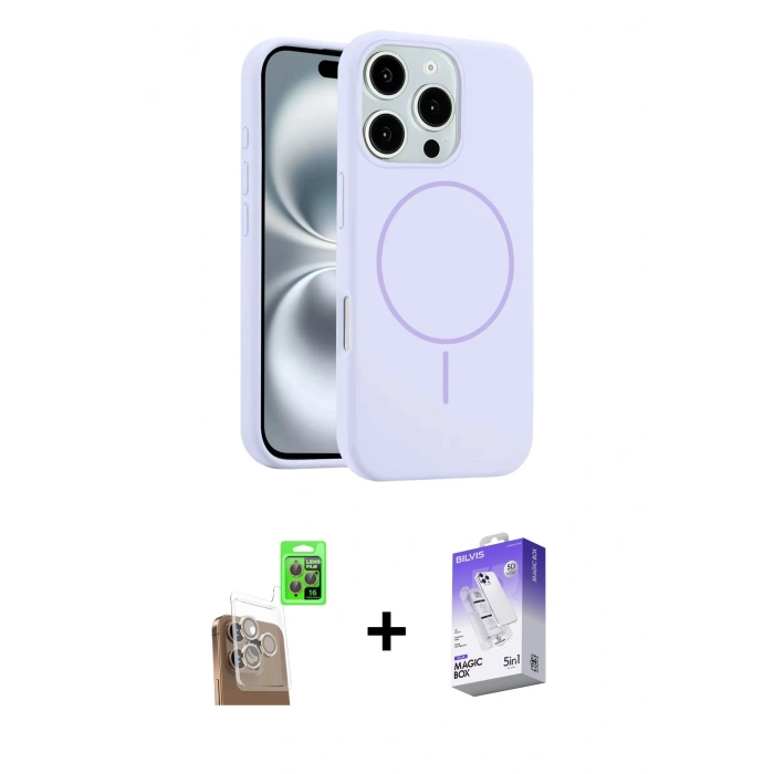 MARSİLYAN™- iPhone 16 Pro Max Kılıf Yankı Form Serisi - Siyah Bilvis 5in1 3D Magic Cam Ekran Koruyucu + Raze Metal Kamera Lens - CLTM