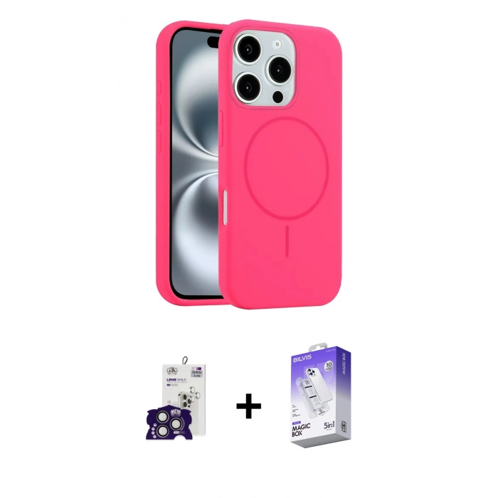 MARSİLYAN™- iPhone 16 Pro Max Kılıf Yankı Form Serisi - Siyah Bilvis 5in1 3D Magic Cam Ekran Koruyucu + Bilvis Titan Kamera Lens - TMGI