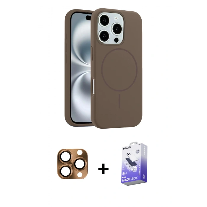 MARSİLYAN™- iPhone 16 Pro Max Kılıf Yankı Form Serisi - Siyah Bilvis 5in1 5D Magic Hayalet Cam Ekran Koruyucu + Pers Alüminyum Kamera Lens - CLTM