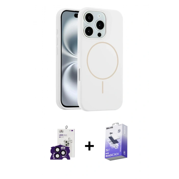 MARSİLYAN™- iPhone 16 Pro Max Kılıf Yankı Form Serisi - Siyah Bilvis 5in1 5D Magic Hayalet Cam Ekran Koruyucu + Bilvis Titan Kamera Lens - SH