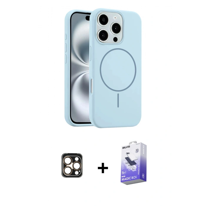 MARSİLYAN™- iPhone 16 Pro Max Kılıf Yankı Form Serisi - Siyah Bilvis 5in1 5D Magic Hayalet Cam Ekran Koruyucu + PVD Metal Kamera Lens - GD