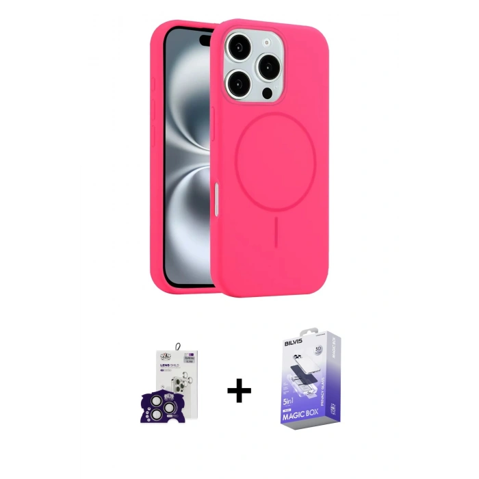 MARSİLYAN™- iPhone 16 Pro Max Kılıf Yankı Form Serisi - Siyah Bilvis 5in1 5D Magic Hayalet Cam Ekran Koruyucu + Titanyum Gri Bilvis Titan Kamera Lens