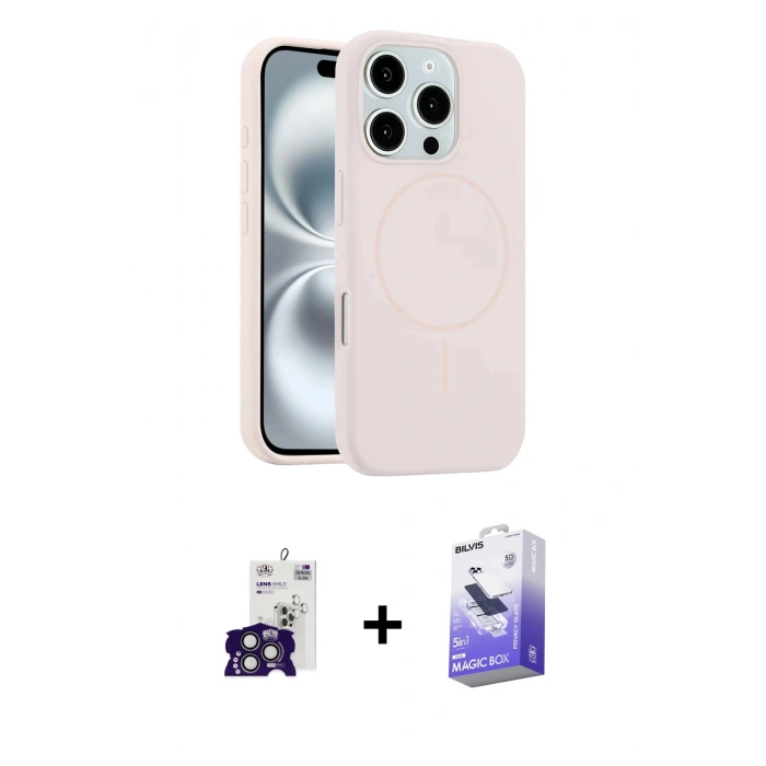MARSİLYAN™- iPhone 16 Pro Max Kılıf Yankı Form Serisi - Siyah Bilvis 5in1 5D Magic Hayalet Cam Ekran Koruyucu + Titanyum Gri Bilvis Titan Kamera Lens