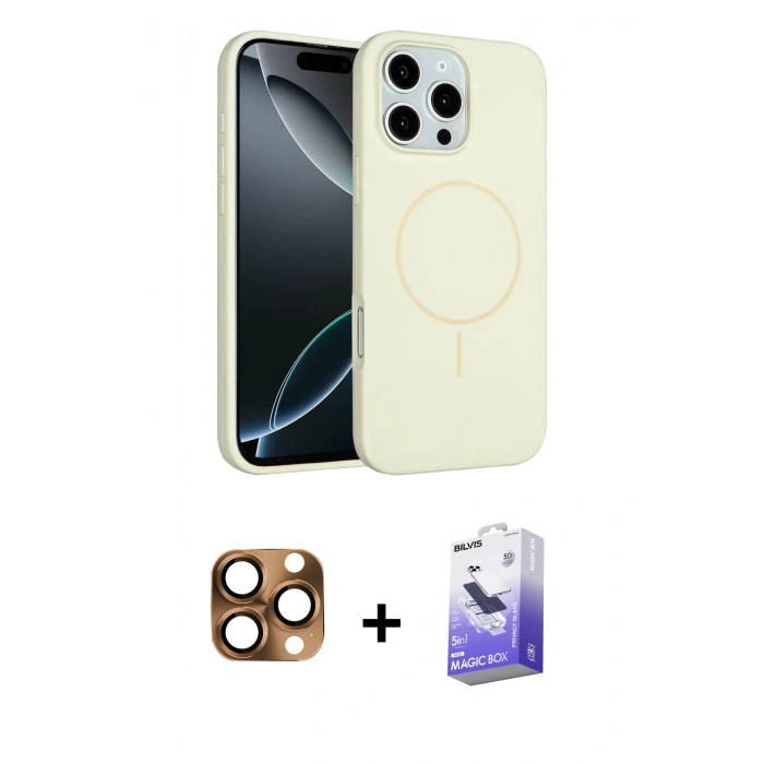 MARSİLYAN™- iPhone 16 Pro Max Kılıf Yankı Form Serisi - Siyah Bilvis 5in1 5D Magic Hayalet Cam Ekran Koruyucu + Pers Alüminyum Kamera Lens - CLTM