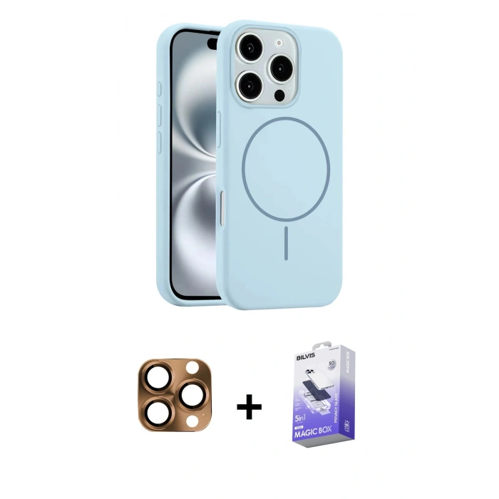 MARSİLYAN™- iPhone 16 Pro Max Kılıf Yankı Form Serisi - Siyah Bilvis 5in1 5D Magic Hayalet Cam Ekran Koruyucu + Pers Alüminyum Kamera Lens - CLTM