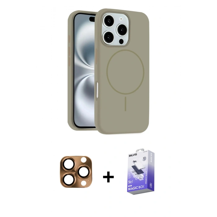MARSİLYAN™- iPhone 16 Pro Max Kılıf Yankı Form Serisi - Siyah Bilvis 5in1 5D Magic Hayalet Cam Ekran Koruyucu + Pers Alüminyum Kamera Lens - CLTM