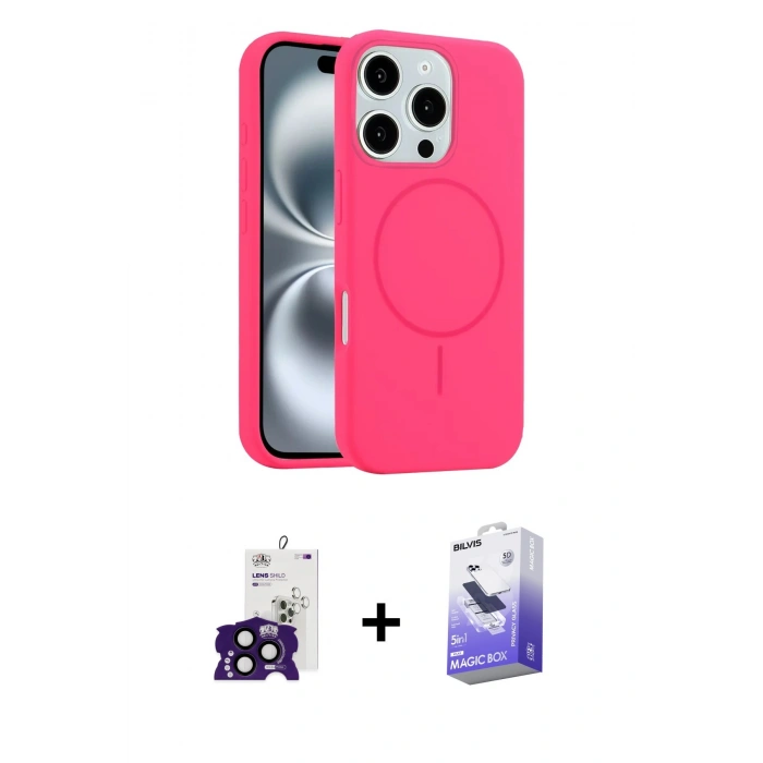 MARSİLYAN™- iPhone 16 Pro Max Kılıf Yankı Form Serisi - Siyah Bilvis 5in1 5D Magic Hayalet Cam Ekran Koruyucu + Bilvis Titan Kamera Lens - SH