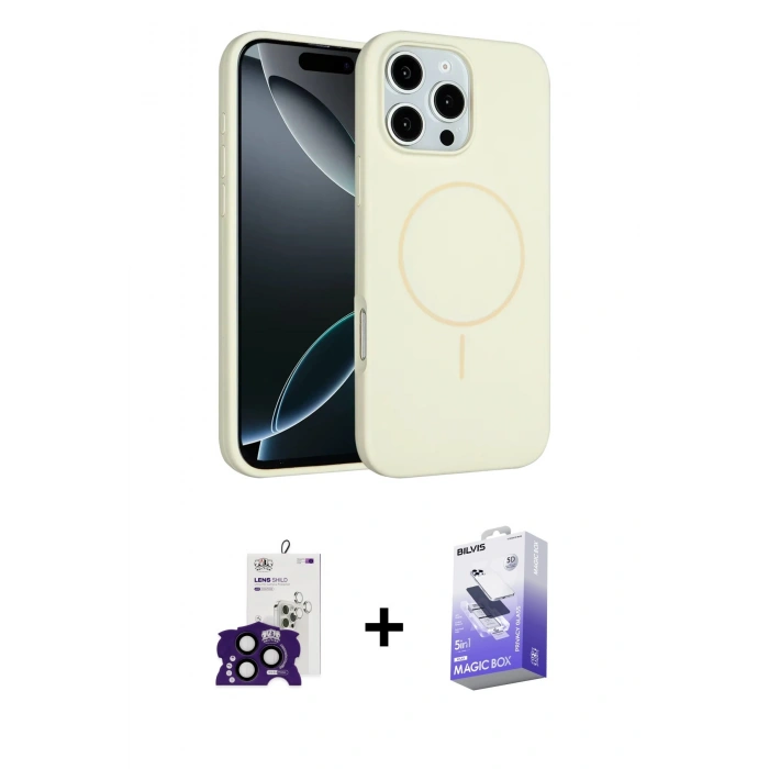 MARSİLYAN™- iPhone 16 Pro Max Kılıf Yankı Form Serisi - Siyah Bilvis 5in1 5D Magic Hayalet Cam Ekran Koruyucu + Bilvis Titan Kamera Lens - SH