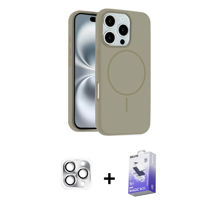 MARSİLYAN™- iPhone 16 Pro Max Kılıf Yankı Form Serisi - Siyah Bilvis 5in1 5D Magic Hayalet Cam Ekran Koruyucu + Pers Alüminyum Kamera Lens - GS