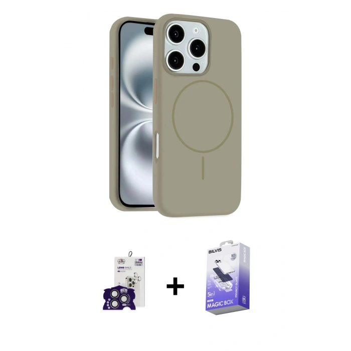 MARSİLYAN™- iPhone 16 Pro Max Kılıf Yankı Form Serisi - Siyah Bilvis 5in1 5D Magic Hayalet Cam Ekran Koruyucu + Titanyum Gri Bilvis Titan Kamera Lens