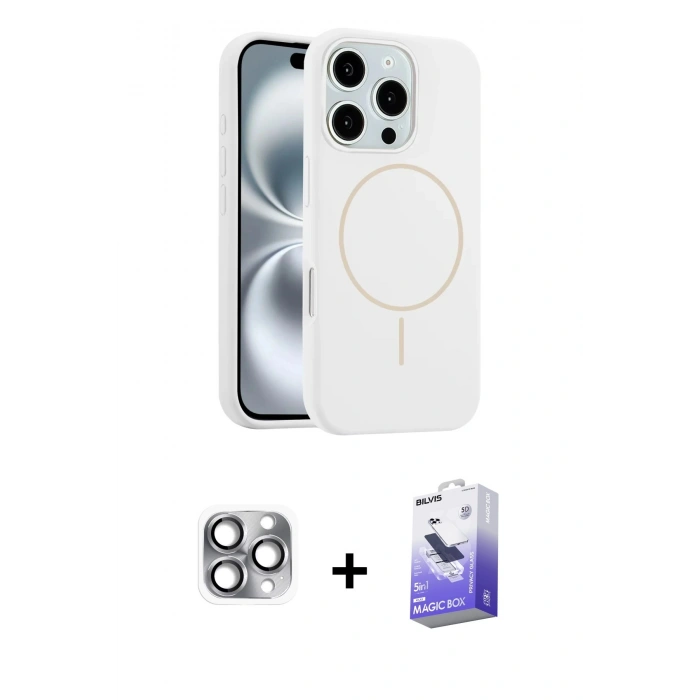 MARSİLYAN™- iPhone 16 Pro Max Kılıf Yankı Form Serisi - Siyah Bilvis 5in1 5D Magic Hayalet Cam Ekran Koruyucu + Pers Alüminyum Kamera Lens - GI