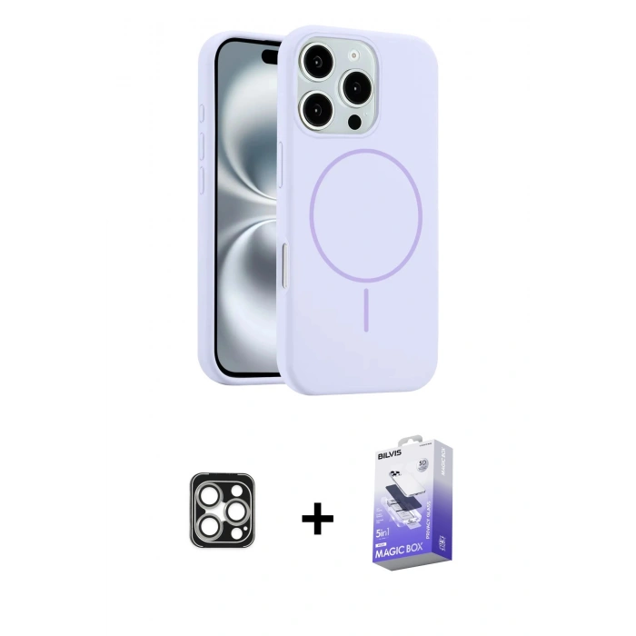 MARSİLYAN™- iPhone 16 Pro Max Kılıf Yankı Form Serisi - Siyah Bilvis 5in1 5D Magic Hayalet Cam Ekran Koruyucu + PVD Metal Kamera Lens - GS
