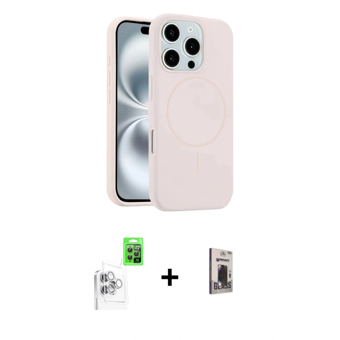 MARSİLYAN™- iPhone 16 Pro Max Kılıf Yankı Form Serisi - Siyah Bilvis Hayalet Cam Ekran Koruyucu + Raze Metal Kamera Lens - BZ
